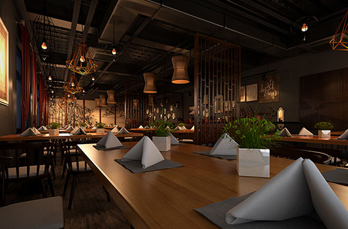 道滘镇简约大气中式风格餐厅设计装修效果图