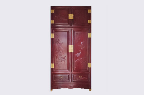 道滘镇高端中式家居装修深红色纯实木衣柜