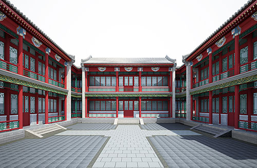 道滘镇北京四合院设计古建筑鸟瞰图展示